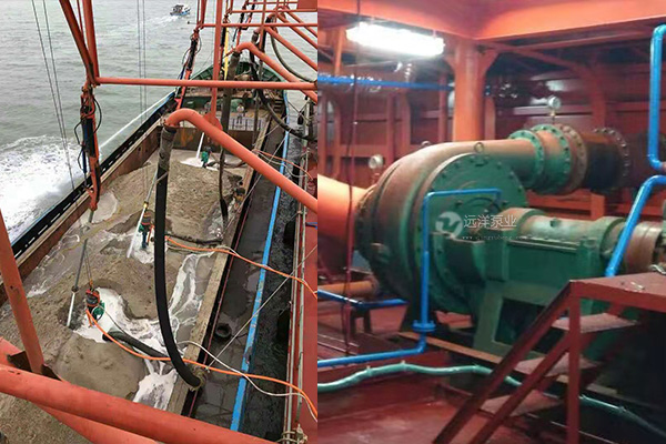 遠洋牌泥沙泵安裝在吹沙船樣圖