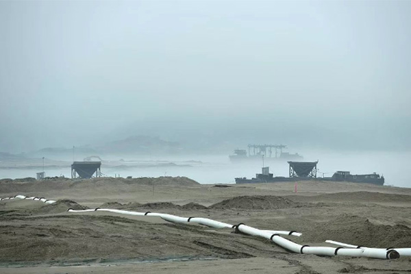 遠洋牌泥沙泵用于平潭金井灣施工樣圖